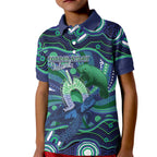 Personalised Torres Strait Islander Flag Day Kid Polo Shirt Dhari Australia Dugong Turtle Aboriginal Art
