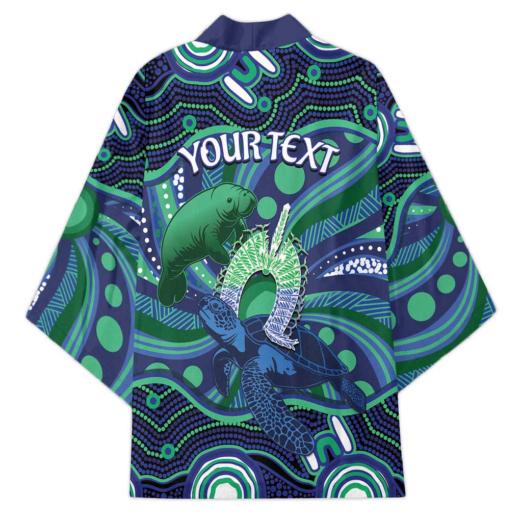 Personalised Torres Strait Islander Flag Day Kimono Dhari Australia Dugong Turtle Aboriginal Art