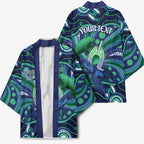 Personalised Torres Strait Islander Flag Day Kimono Dhari Australia Dugong Turtle Aboriginal Art