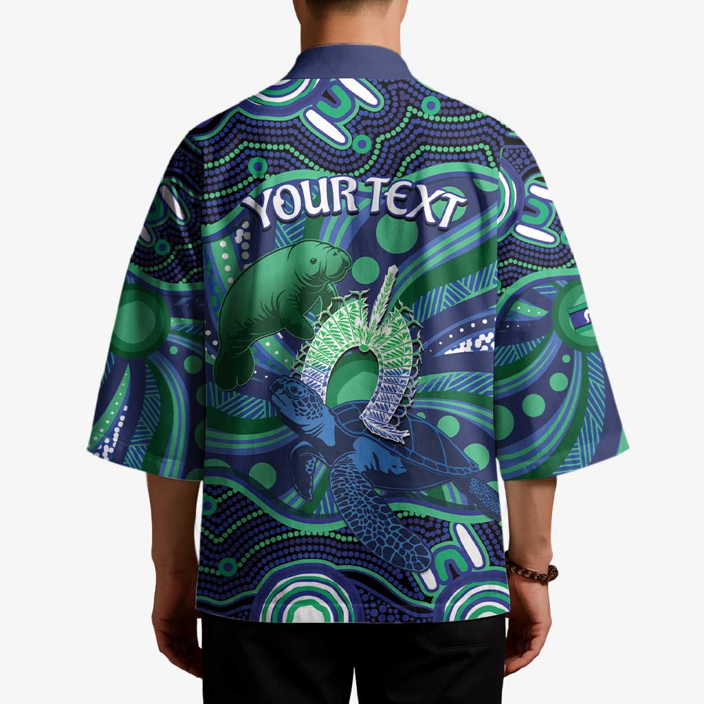 Personalised Torres Strait Islander Flag Day Kimono Dhari Australia Dugong Turtle Aboriginal Art