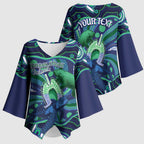 Personalised Torres Strait Islander Flag Day Kimono Sleeve Blouse Dhari Australia Dugong Turtle Aboriginal Art
