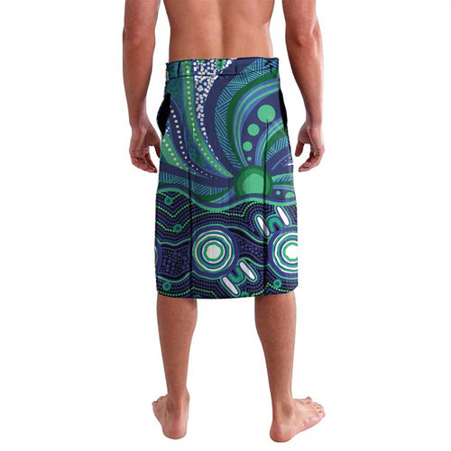 Personalised Torres Strait Islander Flag Day Lavalava Dhari Australia Dugong Turtle Aboriginal Art