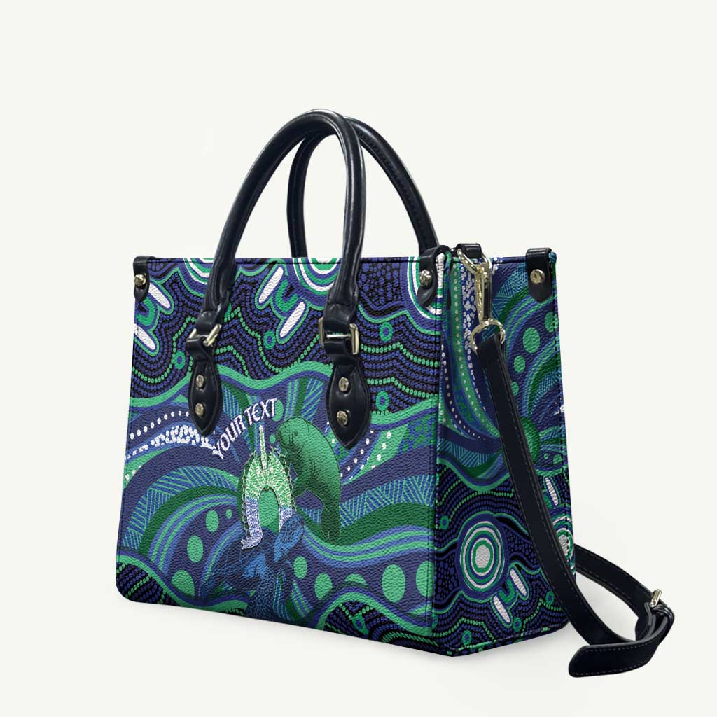 Personalised Torres Strait Islander Flag Day Leather Bag Dhari Australia Dugong Turtle Aboriginal Art
