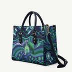 Personalised Torres Strait Islander Flag Day Leather Bag Dhari Australia Dugong Turtle Aboriginal Art