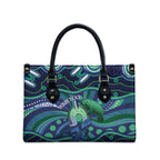 Personalised Torres Strait Islander Flag Day Leather Bag Dhari Australia Dugong Turtle Aboriginal Art
