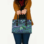 Personalised Torres Strait Islander Flag Day Leather Bag Dhari Australia Dugong Turtle Aboriginal Art