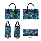 Personalised Torres Strait Islander Flag Day Leather Bag Dhari Australia Dugong Turtle Aboriginal Art