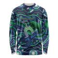 Personalised Torres Strait Islander Flag Day Long Sleeve Shirt Dhari Australia Dugong Turtle Aboriginal Art