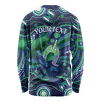 Personalised Torres Strait Islander Flag Day Long Sleeve Shirt Dhari Australia Dugong Turtle Aboriginal Art