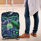 Personalised Torres Strait Islander Flag Day Luggage Cover Dhari Australia Dugong Turtle Aboriginal Art