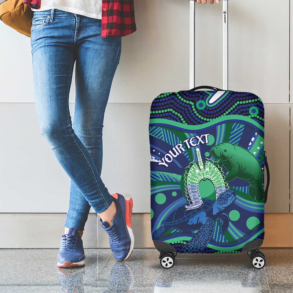 Personalised Torres Strait Islander Flag Day Luggage Cover Dhari Australia Dugong Turtle Aboriginal Art