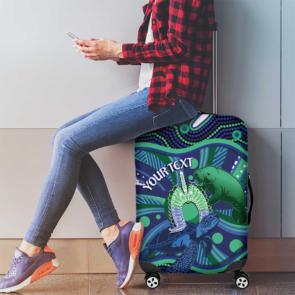 Personalised Torres Strait Islander Flag Day Luggage Cover Dhari Australia Dugong Turtle Aboriginal Art