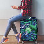 Personalised Torres Strait Islander Flag Day Luggage Cover Dhari Australia Dugong Turtle Aboriginal Art