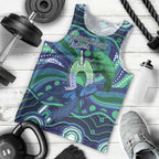 Personalised Torres Strait Islander Flag Day Men Tank Top Dhari Australia Dugong Turtle Aboriginal Art