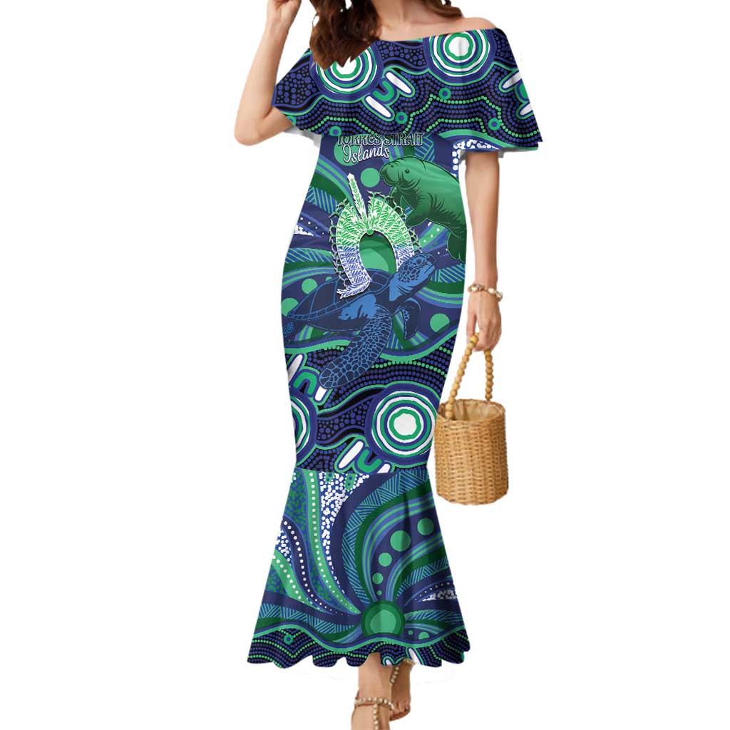 Personalised Torres Strait Islander Flag Day Mermaid Dress Dhari Australia Dugong Turtle Aboriginal Art
