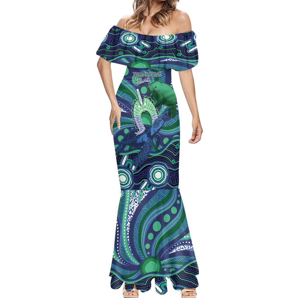 Personalised Torres Strait Islander Flag Day Mermaid Dress Dhari Australia Dugong Turtle Aboriginal Art