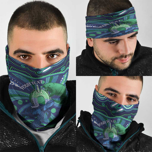 Personalised Torres Strait Islander Flag Day Neck Gaiter Dhari Australia Dugong Turtle Aboriginal Art