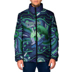 Personalised Torres Strait Islander Flag Day Padded Jacket Dhari Australia Dugong Turtle Aboriginal Art
