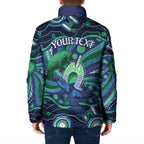Personalised Torres Strait Islander Flag Day Padded Jacket Dhari Australia Dugong Turtle Aboriginal Art