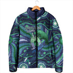 Personalised Torres Strait Islander Flag Day Padded Jacket Dhari Australia Dugong Turtle Aboriginal Art