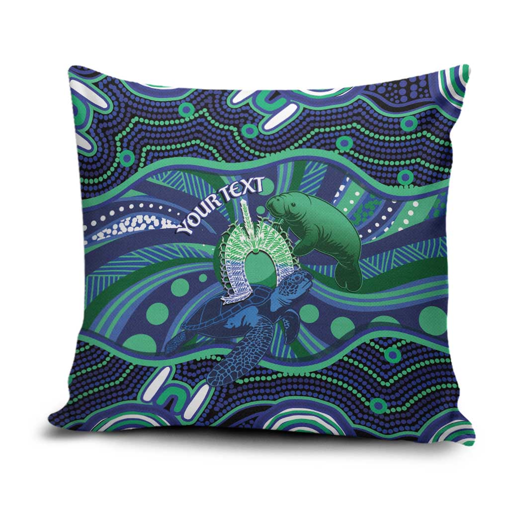 Personalised Torres Strait Islander Flag Day Pillow Cover Dhari Australia Dugong Turtle Aboriginal Art