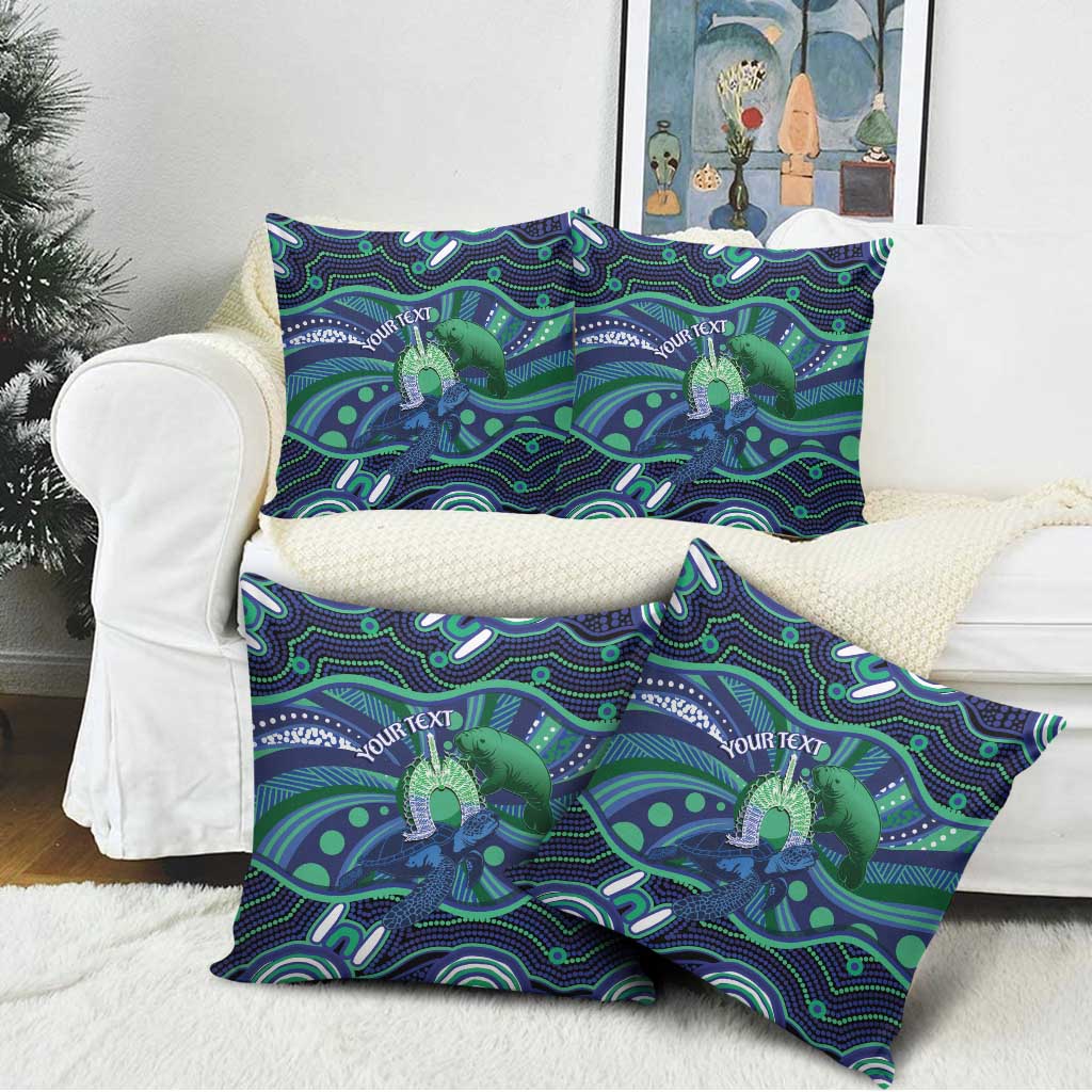 Personalised Torres Strait Islander Flag Day Pillow Cover Dhari Australia Dugong Turtle Aboriginal Art