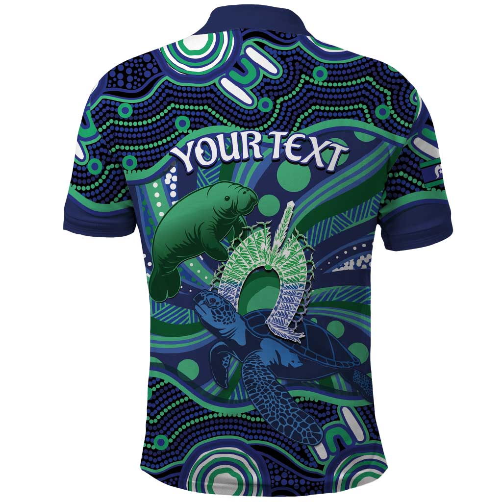 Personalised Torres Strait Islander Flag Day Polo Shirt Dhari Australia Dugong Turtle Aboriginal Art