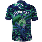 Personalised Torres Strait Islander Flag Day Polo Shirt Dhari Australia Dugong Turtle Aboriginal Art
