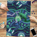 Personalised Torres Strait Islander Flag Day Puzzle Dhari Australia Dugong Turtle Aboriginal Art