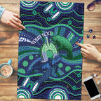 Personalised Torres Strait Islander Flag Day Puzzle Dhari Australia Dugong Turtle Aboriginal Art