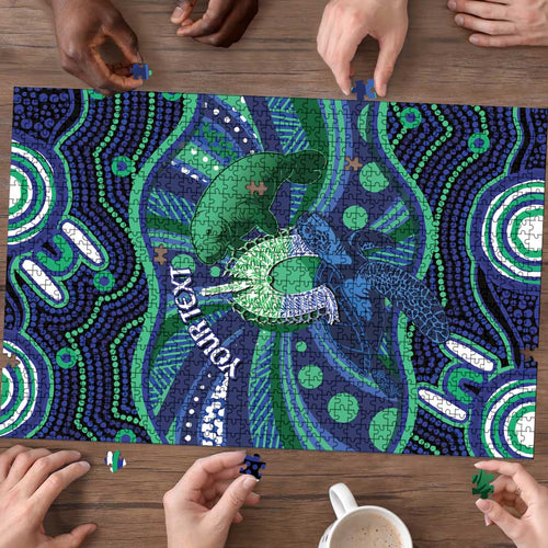 Personalised Torres Strait Islander Flag Day Puzzle Dhari Australia Dugong Turtle Aboriginal Art
