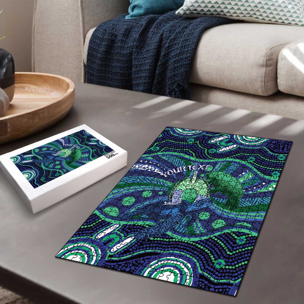 Personalised Torres Strait Islander Flag Day Puzzle Dhari Australia Dugong Turtle Aboriginal Art