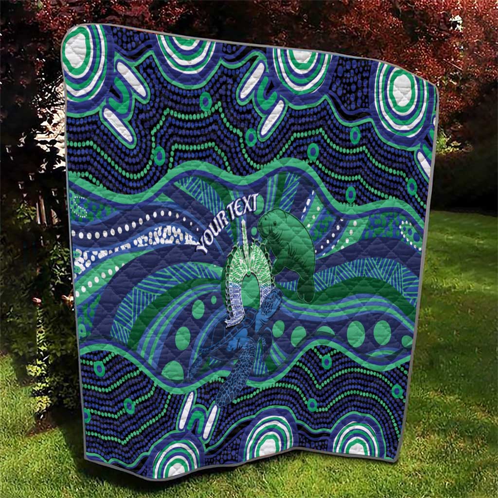 Personalised Torres Strait Islander Flag Day Quilt Dhari Australia Dugong Turtle Aboriginal Art