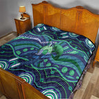 Personalised Torres Strait Islander Flag Day Quilt Dhari Australia Dugong Turtle Aboriginal Art