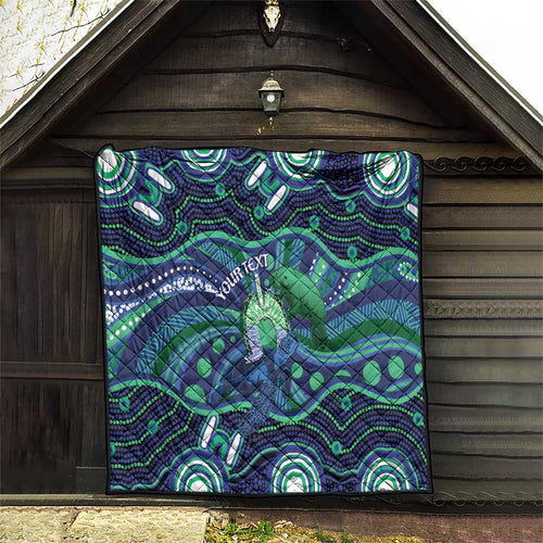 Personalised Torres Strait Islander Flag Day Quilt Dhari Australia Dugong Turtle Aboriginal Art
