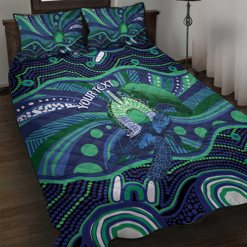 Personalised Torres Strait Islander Flag Day Quilt Bed Set Dhari Australia Dugong Turtle Aboriginal Art
