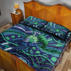 Personalised Torres Strait Islander Flag Day Quilt Bed Set Dhari Australia Dugong Turtle Aboriginal Art
