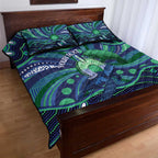 Personalised Torres Strait Islander Flag Day Quilt Bed Set Dhari Australia Dugong Turtle Aboriginal Art