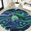 Personalised Torres Strait Islander Flag Day Round Carpet Dhari Australia Dugong Turtle Aboriginal Art