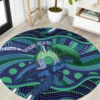Personalised Torres Strait Islander Flag Day Round Carpet Dhari Australia Dugong Turtle Aboriginal Art