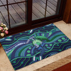 Personalised Torres Strait Islander Flag Day Rubber Doormat Dhari Australia Dugong Turtle Aboriginal Art