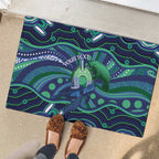 Personalised Torres Strait Islander Flag Day Rubber Doormat Dhari Australia Dugong Turtle Aboriginal Art