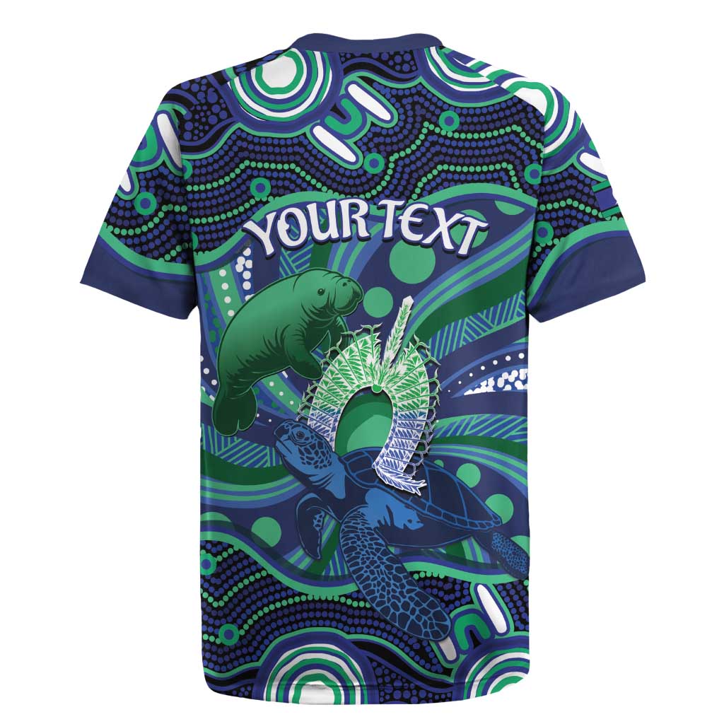 Personalised Torres Strait Islander Flag Day Rugby Jersey Dhari Australia Dugong Turtle Aboriginal Art