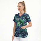 Personalised Torres Strait Islander Flag Day Scrub Top Dhari Australia Dugong Turtle Aboriginal Art