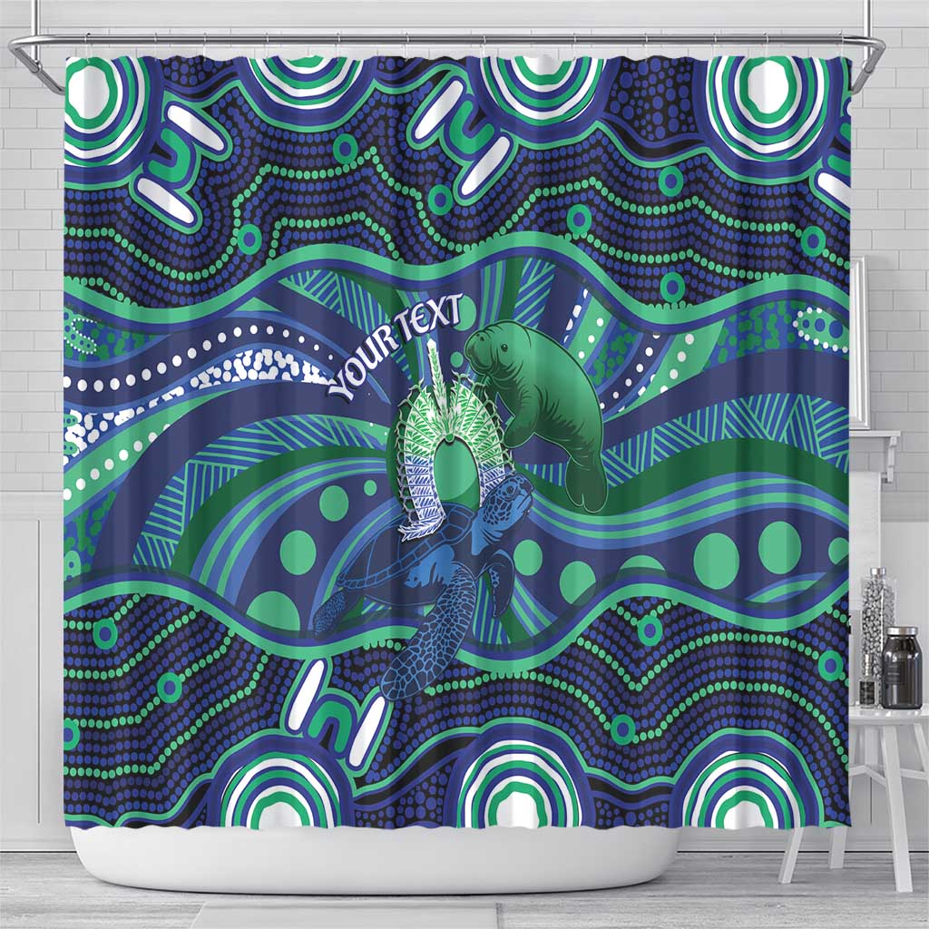 Personalised Torres Strait Islander Flag Day Shower Curtain Dhari Australia Dugong Turtle Aboriginal Art
