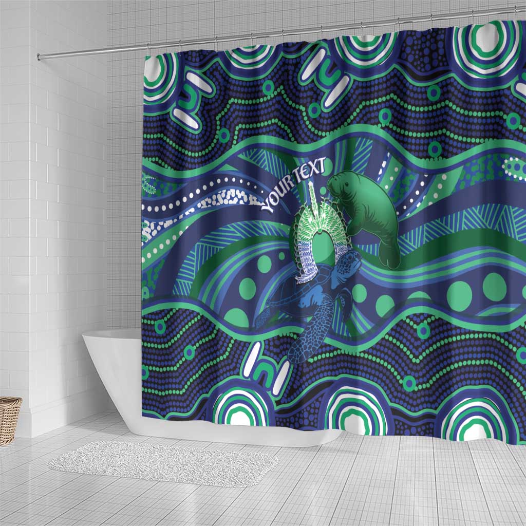 Personalised Torres Strait Islander Flag Day Shower Curtain Dhari Australia Dugong Turtle Aboriginal Art