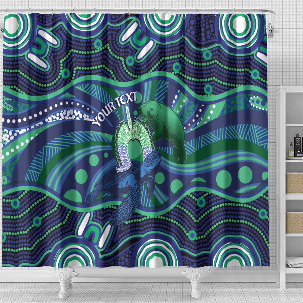 Personalised Torres Strait Islander Flag Day Shower Curtain Dhari Australia Dugong Turtle Aboriginal Art