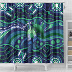 Personalised Torres Strait Islander Flag Day Shower Curtain Dhari Australia Dugong Turtle Aboriginal Art