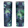 Personalised Torres Strait Islander Flag Day Skinny Tumbler Dhari Australia Dugong Turtle Aboriginal Art