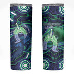 Personalised Torres Strait Islander Flag Day Skinny Tumbler Dhari Australia Dugong Turtle Aboriginal Art
